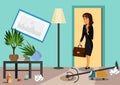 Businesswoman at Home Flat Vector Illustration
